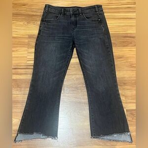 Abercrombie Fitch High Rise Cropped Flare Jeans Size W 29 Washed Black